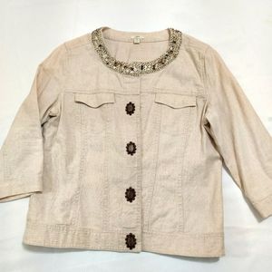 J.Jill Linen & Cotton Beaded Jacket SP